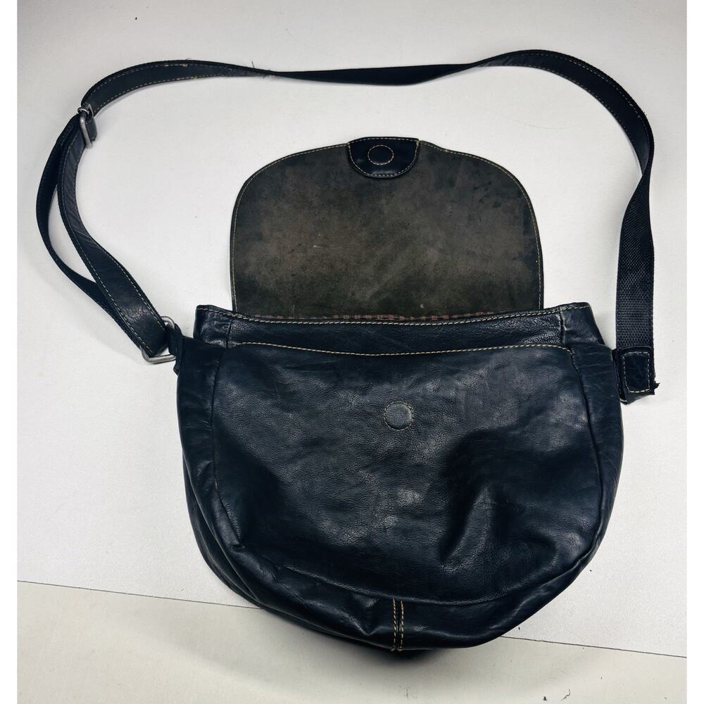 Jack Georges VTG Voyager Crossbody Bag Black Messenger Leather Distressed - Picture 5 of 16